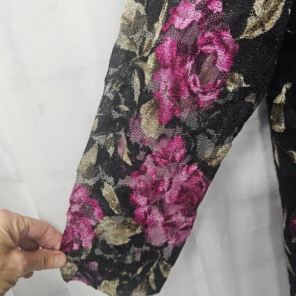 Vintage White Stag Blouse Mesh Sheer Floral Goth Whimsigoth Black Purple XL - Picture 3 of 11